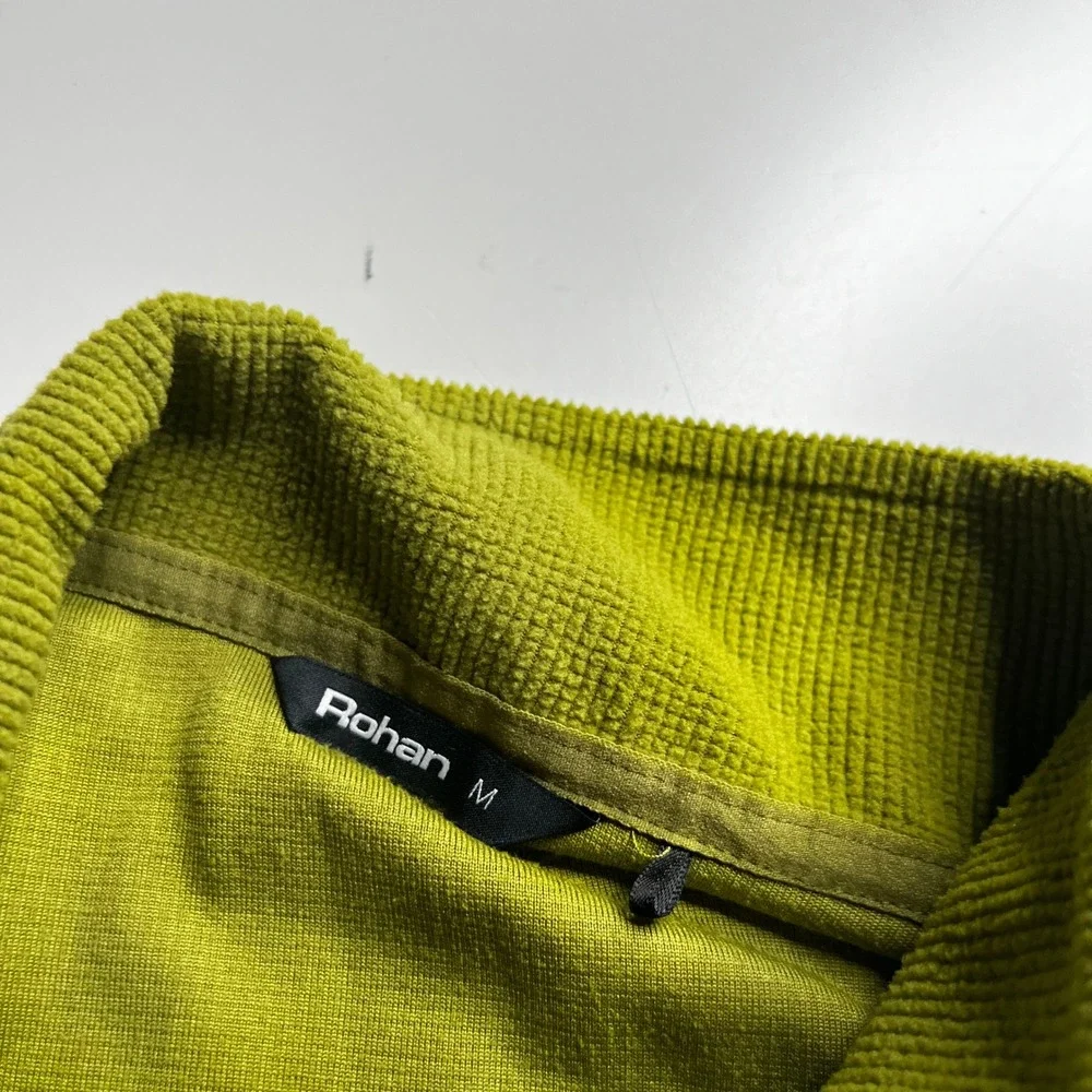 Rohan‎ Mens Full Zip Grid Fleece Jacket Lime Green Textured Mid Layer Size M